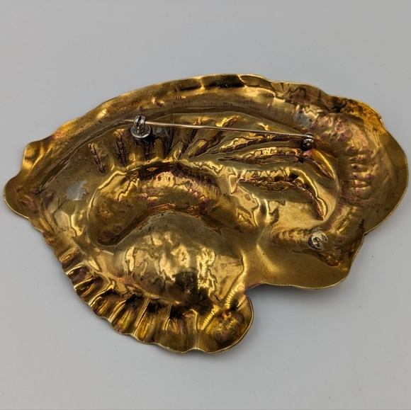 Vintage statement organic/nautical creature motifs abstract Gold Field brooch - Picture 7 of 12